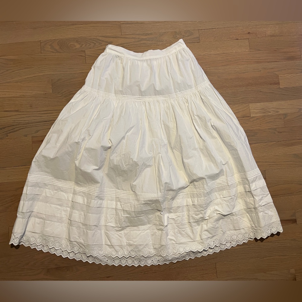 Doen DÔEN Sebastiane Skirt pintuck White Salt Midi size M tiered organic poplin